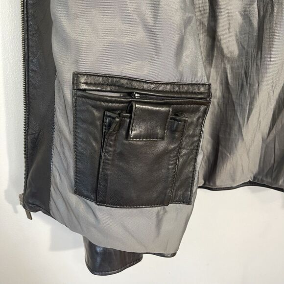 Izod Leather Men’s Black Flight Bomber Genuine Leather Jacket Size XL / RN107062 - Picture 7 of 10